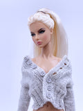 Handmade by Jiu 054 - Gray Cardigan For 12“ Dolls Like Fashion Royalty FR Poppy Parker PP Nu Face NF