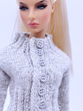 Handmade by Jiu 054 - Gray Cardigan For 12“ Dolls Like Fashion Royalty FR Poppy Parker PP Nu Face NF
