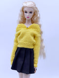Handmade by Jiu 055 - Yellow Sweater For 12“ Dolls Like Fashion Royalty FR Poppy Parker PP Nu Face NF