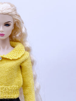 Handmade by Jiu 055 - Yellow Sweater For 12“ Dolls Like Fashion Royalty FR Poppy Parker PP Nu Face NF