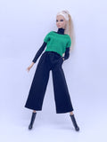 Handmade by Jiu 056 - Green Knitting Sweater Vest For 12“ Dolls Like Fashion Royalty FR Poppy Parker PP Nu Face NF