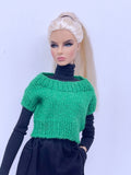 Handmade by Jiu 056 - Green Knitting Sweater Vest For 12“ Dolls Like Fashion Royalty FR Poppy Parker PP Nu Face NF