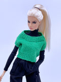 Handmade by Jiu 056 - Green Knitting Sweater Vest For 12“ Dolls Like Fashion Royalty FR Poppy Parker PP Nu Face NF