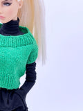 Handmade by Jiu 056 - Green Knitting Sweater Vest For 12“ Dolls Like Fashion Royalty FR Poppy Parker PP Nu Face NF