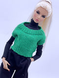 Handmade by Jiu 056 - Green Knitting Sweater Vest For 12“ Dolls Like Fashion Royalty FR Poppy Parker PP Nu Face NF