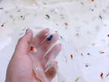 F042 Cute Cherry Embroidery Organza Fabric 60×50cm Doll Sewing Craft Doll Clothes Making Sewing Supply