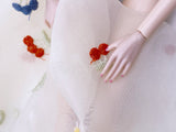 F042 Cute Cherry Embroidery Organza Fabric 60×50cm Doll Sewing Craft Doll Clothes Making Sewing Supply