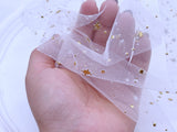 F050 Tulle Fabric With Star Ironed On 35×45cm Thin Fabric Doll Sewing Craft Doll Clothes Making Sewing Supply