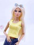 C003 Handmade Doll Clothes T-shirt Tank Top For 12" Dolls Like Fashion Royalty Nu face Poppy Parker Blythe Azone Momoko