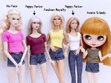 C003 Handmade Doll Clothes T-shirt Tank Top For 12" Dolls Like Fashion Royalty Nu face Poppy Parker Blythe Azone Momoko