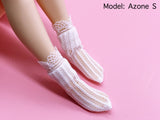 C020 White Lace Handmade Doll Socks For Blythe Azone PP FR 1/6 Doll