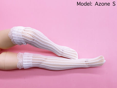 C020 White Lace Handmade Doll Socks For Blythe Azone PP FR 1/6 Doll