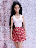C021 Handmade Pleated Plaid Skirt Doll Clothes Doll Short For PP Blythe