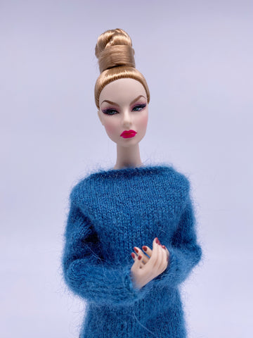 Handmade by Jiu 011 - Beige Casual Oversize Sweater For 12“ Dolls Like Fashion Royalty FR Poppy Parker PP Nu Face NF