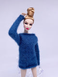 Handmade by Jiu 011 - Beige Casual Oversize Sweater For 12“ Dolls Like Fashion Royalty FR Poppy Parker PP Nu Face NF