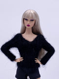 Handmade by Jiu 002 - Black V neck Sweater For 12“ Dolls Like Fashion Royalty FR Poppy Parker PP Nu Face NF