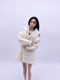 Handmade by Jiu 005 - White Oversize Cardigan Sweater For 12“ Dolls Like Fashion Royalty FR Poppy Parker PP Nu Face NF