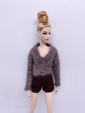Handmade by Jiu 006 - Brown Cardigan Sweater For 12“ Dolls Like Fashion Royalty FR Poppy Parker PP Nu Face NF