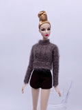 Handmade by Jiu 008 - Brown Turtle Neck Sweater For 12“ Dolls Like Fashion Royalty FR Poppy Parker PP Nu Face NF