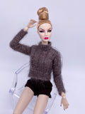 Handmade by Jiu 008 - Brown Turtle Neck Sweater For 12“ Dolls Like Fashion Royalty FR Poppy Parker PP Nu Face NF