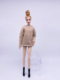 Handmade by Jiu 011 - Beige Casual Oversize Sweater For 12“ Dolls Like Fashion Royalty FR Poppy Parker PP Nu Face NF