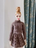 Handmade by Jiu 012 - Brown A-line Knit Skirt For 12“ Dolls Like Fashion Royalty FR Poppy Parker PP Nu Face NF