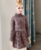 Handmade by Jiu 012 - Brown A-line Knit Skirt For 12“ Dolls Like Fashion Royalty FR Poppy Parker PP Nu Face NF