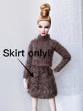 Handmade by Jiu 012 - Brown A-line Knit Skirt For 12“ Dolls Like Fashion Royalty FR Poppy Parker PP Nu Face NF