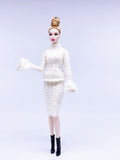 Handmade by Jiu 015 - White Pencil Skirt Knitting Clothes For 12“ Dolls Like Fashion Royalty FR Poppy Parker PP Nu Face NF
