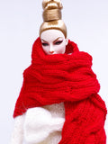 Handmade by Jiu 016 - Red Scarf Cape For 12“ Dolls Like Fashion Royalty FR Poppy Parker PP Nu Face NF