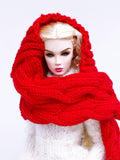 Handmade by Jiu 016 - Red Scarf Cape For 12“ Dolls Like Fashion Royalty FR Poppy Parker PP Nu Face NF