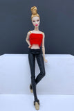 Handmade by Jiu 026 - Red Cardigan And Chain Knitting Tank Top For 12“ Dolls Like Fashion Royalty FR Nu Face NF