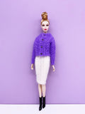 Handmade by Jiu 022 - Purple Cute Pattern Cardigan Sweater Clothes For 12“ Dolls Like Fashion Royalty FR Poppy Parker PP Nu Face NF
