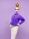 Handmade by Jiu 022 - Purple Cute Pattern Cardigan Sweater Clothes For 12“ Dolls Like Fashion Royalty FR Poppy Parker PP Nu Face NF