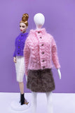 Handmade by Jiu 022 - Purple Cute Pattern Cardigan Sweater Clothes For 12“ Dolls Like Fashion Royalty FR Poppy Parker PP Nu Face NF