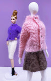 Handmade by Jiu 022 - Purple Cute Pattern Cardigan Sweater Clothes For 12“ Dolls Like Fashion Royalty FR Poppy Parker PP Nu Face NF
