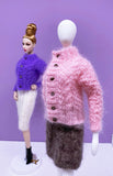 Handmade by Jiu 022 - Purple Cute Pattern Cardigan Sweater Clothes For 12“ Dolls Like Fashion Royalty FR Poppy Parker PP Nu Face NF