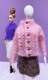 Handmade by Jiu 022 - Purple Cute Pattern Cardigan Sweater Clothes For 12“ Dolls Like Fashion Royalty FR Poppy Parker PP Nu Face NF