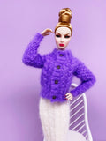 Handmade by Jiu 022 - Purple Cute Pattern Cardigan Sweater Clothes For 12“ Dolls Like Fashion Royalty FR Poppy Parker PP Nu Face NF