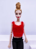 Handmade by Jiu 024 - Red Knitting Tank Top For 12“ Dolls Like Fashion Royalty FR Nu Face NF