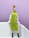 Handmade by Jiu 028 -  Green Oversized Sweater Dress For 12“ Dolls Like Fashion Royalty FR Poppy Parker PP Nu Face NF