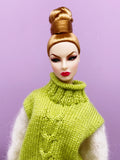 Handmade by Jiu 028 -  Green Oversized Sweater Dress For 12“ Dolls Like Fashion Royalty FR Poppy Parker PP Nu Face NF