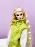 Handmade by Jiu 028 -  Green Oversized Sweater Dress For 12“ Dolls Like Fashion Royalty FR Poppy Parker PP Nu Face NF