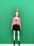 Handmade by Jiu 029 -  Pink Cardigan With Cute Buttons On The Sleeves For 12“ Dolls Like Fashion Royalty FR Poppy Parker PP Nu Face NF