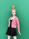 Handmade by Jiu 029 -  Pink Cardigan With Cute Buttons On The Sleeves For 12“ Dolls Like Fashion Royalty FR Poppy Parker PP Nu Face NF