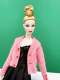 Handmade by Jiu 029 -  Pink Cardigan With Cute Buttons On The Sleeves For 12“ Dolls Like Fashion Royalty FR Poppy Parker PP Nu Face NF