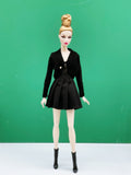 Handmade by Jiu 031 - Black Mini Cardigan Sweater For 12“ Dolls Like Fashion Royalty FR Poppy Parker PP Nu Face NF