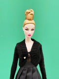 Handmade by Jiu 031 - Black Mini Cardigan Sweater For 12“ Dolls Like Fashion Royalty FR Poppy Parker PP Nu Face NF