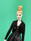 Handmade by Jiu 031 - Black Mini Cardigan Sweater For 12“ Dolls Like Fashion Royalty FR Poppy Parker PP Nu Face NF