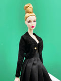 Handmade by Jiu 031 - Black Mini Cardigan Sweater For 12“ Dolls Like Fashion Royalty FR Poppy Parker PP Nu Face NF
